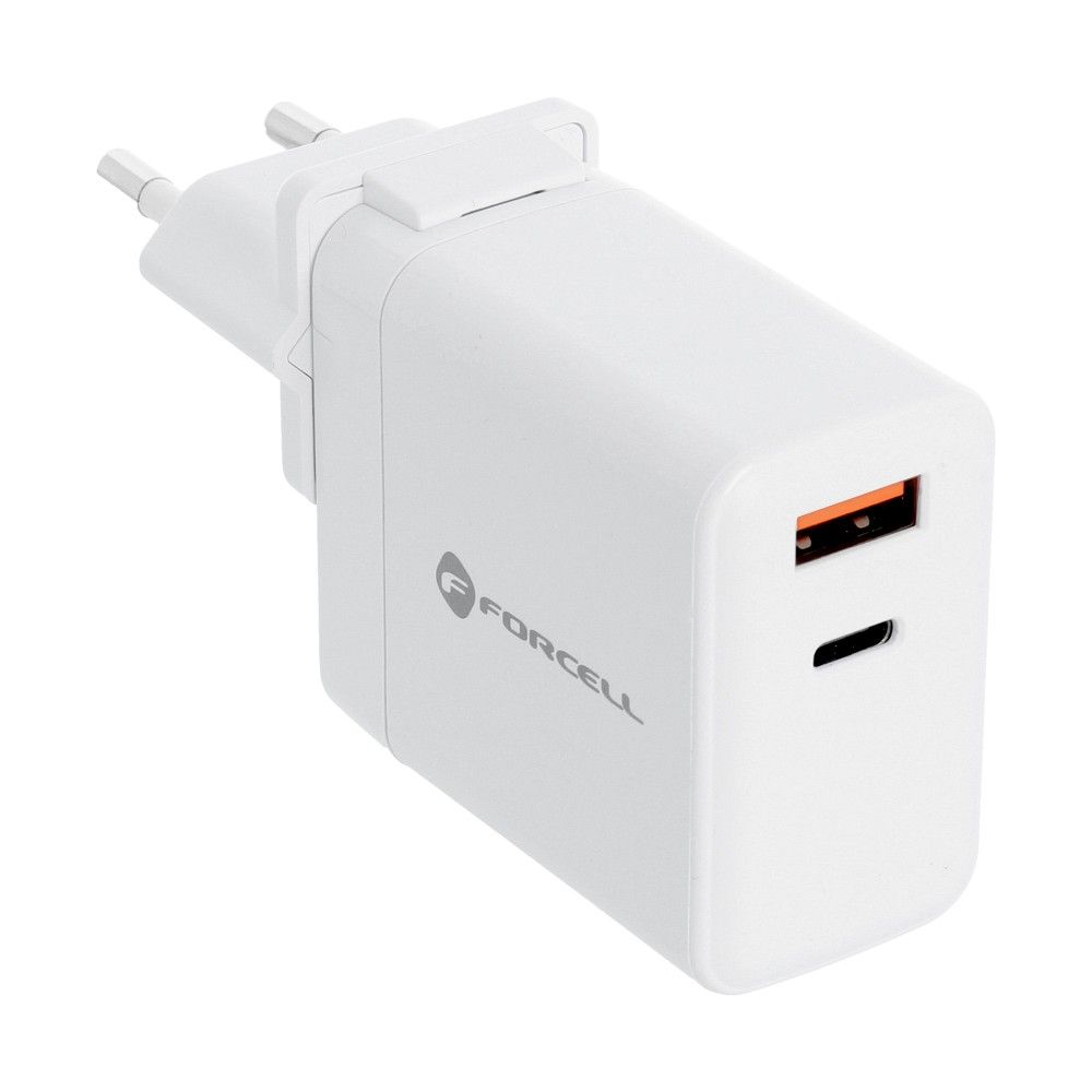 Forcell 3-in-1 Netzladegerät mit USB-C- und USB-A-Anschluss – 3A 45W mit PD- und QC 4.0-Unterstützung und drei austauschbaren Steckern – Bild 12