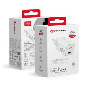 Forcell F-Energy Mini GaN III USB-C + USB-A Ladegerät PD QC4.0 45W VT-36 Weiß