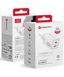 Forcell F-Energy Mini GaN III 45W Ladegerät mit 2 x USB-C PD QC4.0, Weiß, Modell VT-36B