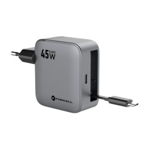 Phone Charger Forcell F-Energy GaN USB-C mit einziehbarem USB-C-Kabel PD QC4.0 3A 45W VT-R5 grau – Bild 3