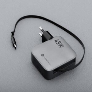 Phone Charger Forcell F-Energy GaN USB-C mit einziehbarem USB-C-Kabel PD QC4.0 3A 45W VT-R5 grau – Bild 5