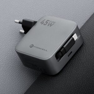 Phone Charger Forcell F-Energy GaN USB-C mit einziehbarem USB-C-Kabel PD QC4.0 3A 45W VT-R5 grau – Bild 6
