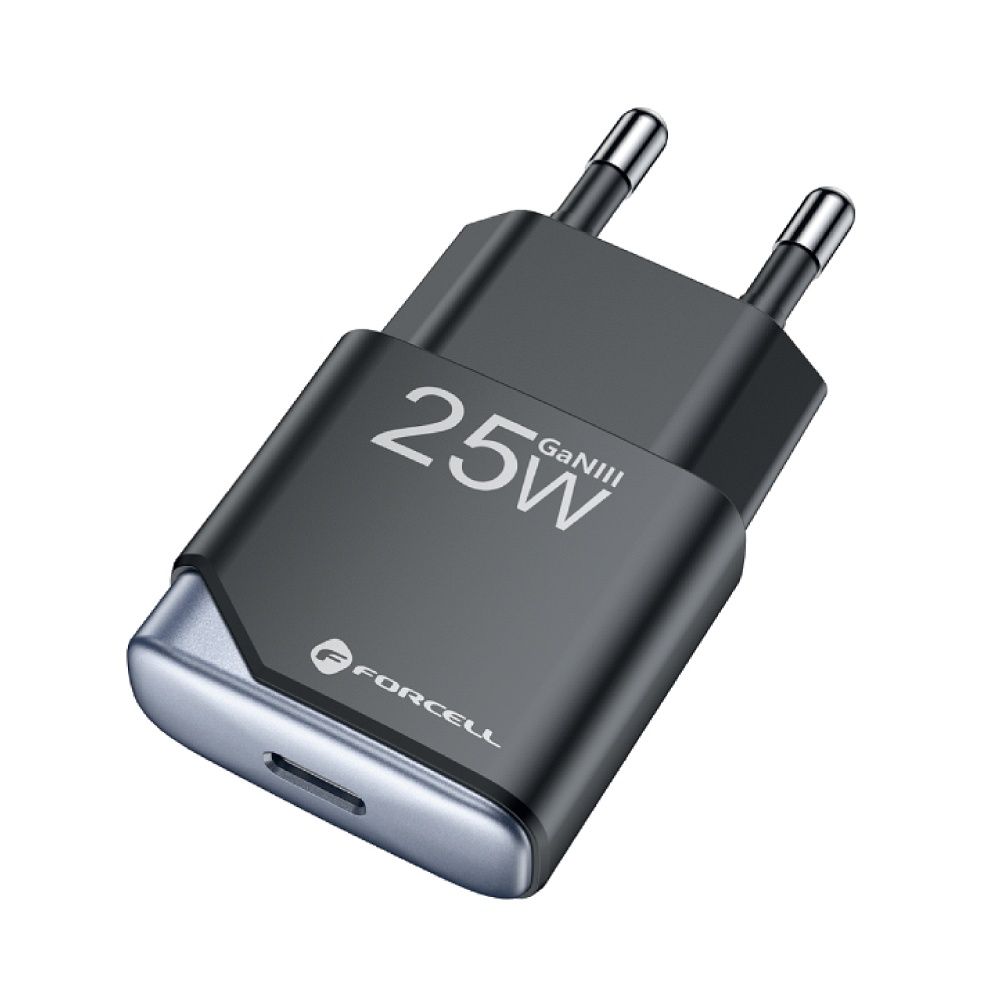 Forcell F-Energy Ultra Slim GaN III USB-C PD QC4.0 3A 25W Ladegerät B125101-E schwarz – Bild 3