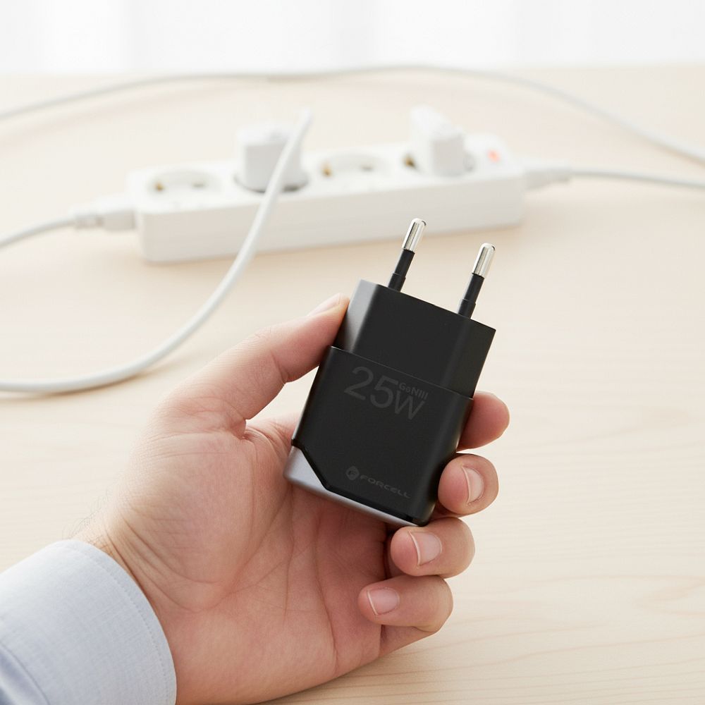 Forcell F-Energy Ultra Slim GaN III USB-C PD QC4.0 3A 25W Ladegerät B125101-E schwarz – Bild 4