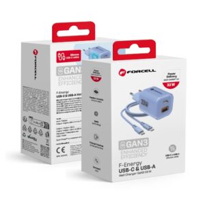 Forcell F-Energy GaN III Crystal Color Ladegerät mit USB-C + USB-A, QC4.0 PD 33W inkl. USB-Kabel