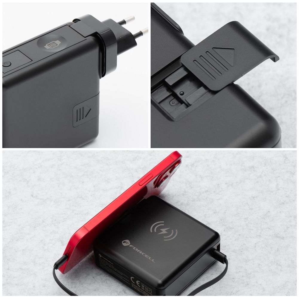 Multifunktionsladegerät Forcell F-Energy 6in1 USB A + USB C PD 45W + Powerbank 15.000 mAh + kabelloses Laden 15W schwarz – Bild 8
