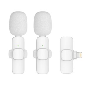 Kabelloses Lavalier-Mikrofon Lightning Doppelset (2 Stück) K1 Weiß