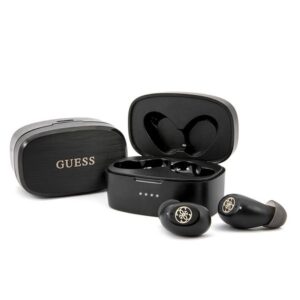 Bluetooth Stereo Kopfhörer TWS GUESS V5.0 4 Stunden Musikwiedergabe mit Dockingstation SCHWARZ (GUTWSJL4GBK)