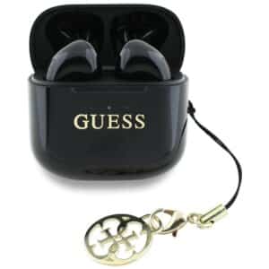 Kabellose Ohrhörer TWS Guess Effect mit klassischem Logo und Charm, schwarz