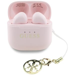 Kabellose In-Ear-Kopfhörer TWS Guess Effect mit klassischem Logo & Charm in Pink