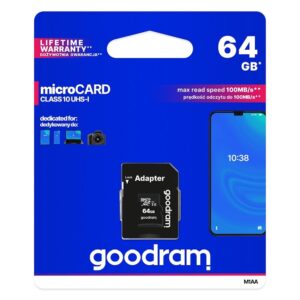 GOODRAM microSD Speicherkarte 64GB Class 10 UHS-I 100MB/s mit SD-Adapter