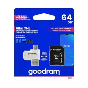 GOODRAM ALL IN ONE M1A4 – USB-/Micro-USB-Kartenleser + 64GB microSD-Karte