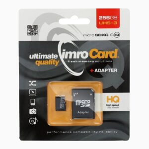 IMRO MicroSD-Speicherkarte 256GB CLASS 10 UHS 3 100MB/s mit SD-Adapter