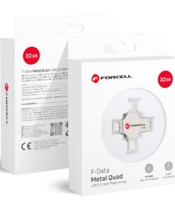 FORCELL F-DATA Metal Quad Pendrive 32GB USB 3.2 Gen 1 (USB A / Typ C / Lightning / Micro USB) Silber