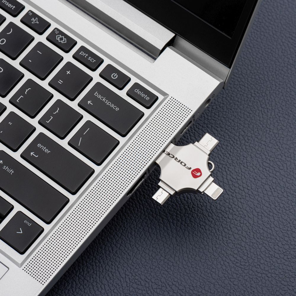 FORCELL F-DATA Metal Quad Pendrive 32GB USB 3.2 Gen 1 (USB A / Typ C / Lightning / Micro USB) Silber – Bild 6
