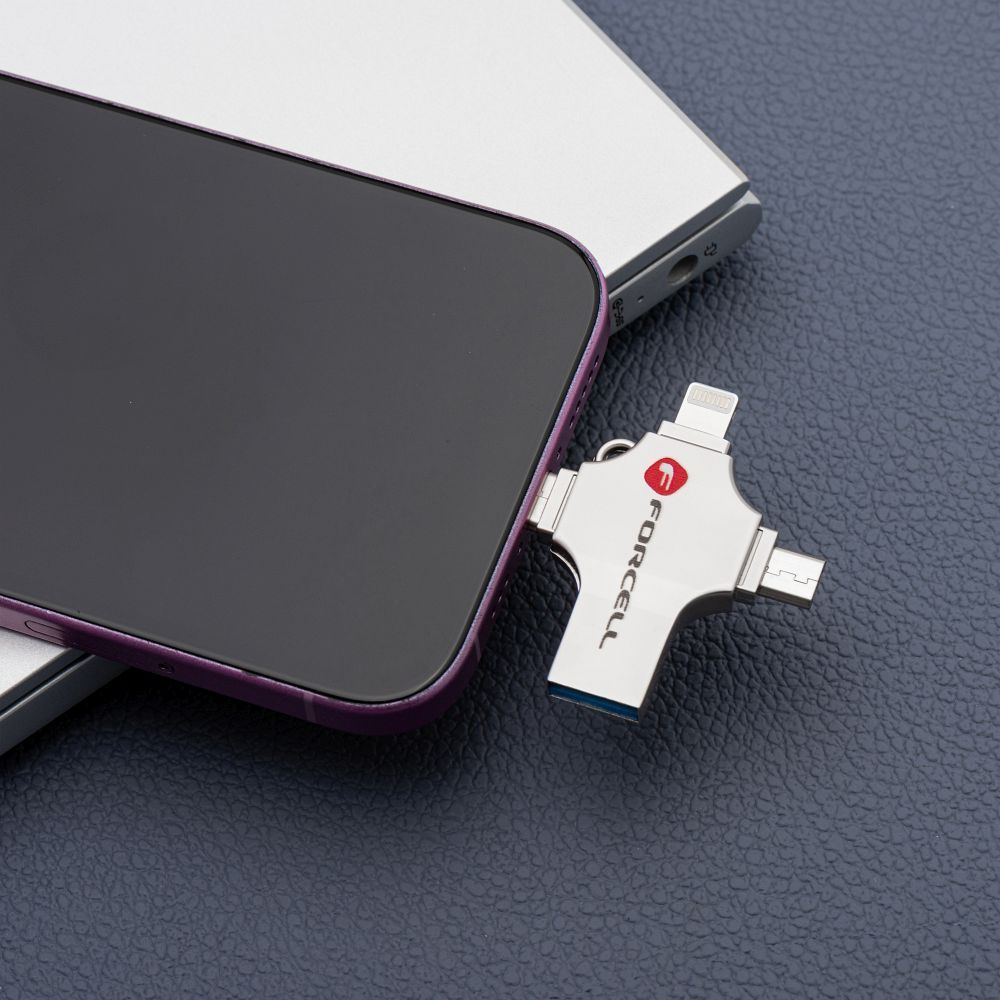 FORCELL F-DATA Metal Quad Pendrive 32GB USB 3.2 Gen 1 (USB A / Typ C / Lightning / Micro USB) Silber – Bild 7