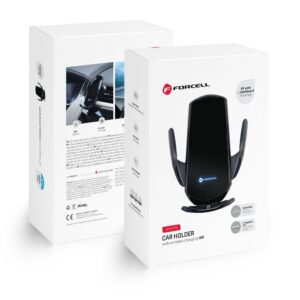 FORCELL Autohalterung mit automatischem Induktionsladen + magnetischem Adapter HS1 Qi 15W Schwarz