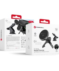 FORCELL F-GRIP Rapid Charge Autohalterung mit Qi2 induktivem Laden 15W, kompatibel mit MagSafe, Grau