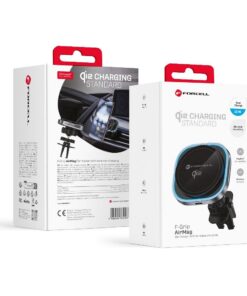 Kabellose Autotelefonhalterung kompatibel mit Magsafe Forcell F-Grip Air Mag F-07 Qi2 15W Lüftungsgitterhalterung Silber