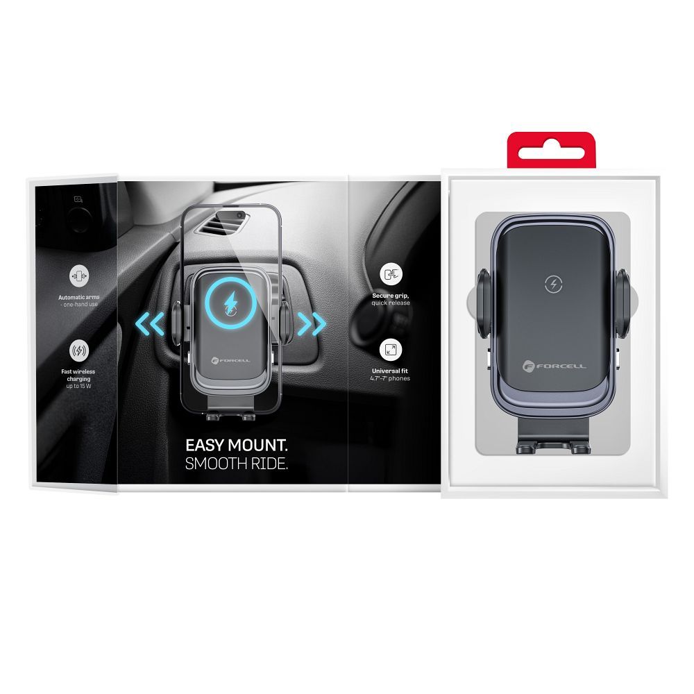 Kabellose Auto-Handyhalterung Forcell F-Grip Grand F-24 15W Lüftungsgitter, Silber – Bild 3