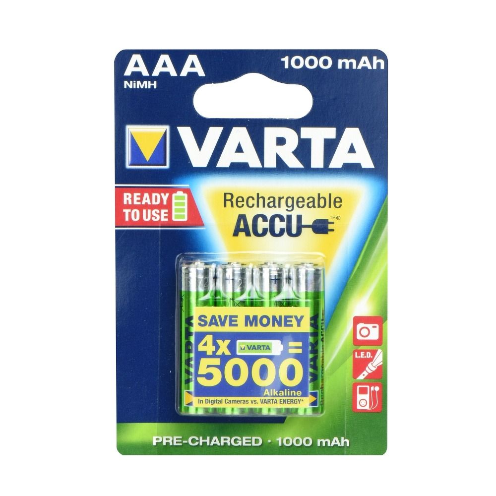 VARTA Akku R3 1000 mAh (AAA) 4 Stück, sofort einsatzbereit