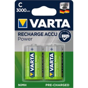 VARTA wiederaufladbarer Akku R14 (Typ C) 3000mAh Accu Power, 2 Stück