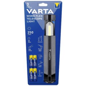 VARTA LED-Arbeits-Teleskoplampe Work Flex 250 lm 18646 + 4 x Batterien R6 (AA)