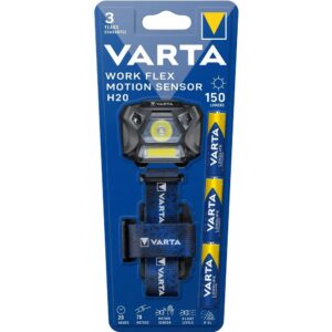 VARTA Stirnlampe LED Work Flex Motion Sensor H20 150 lm 18648 + 3 x Batterien R3 (AAA)