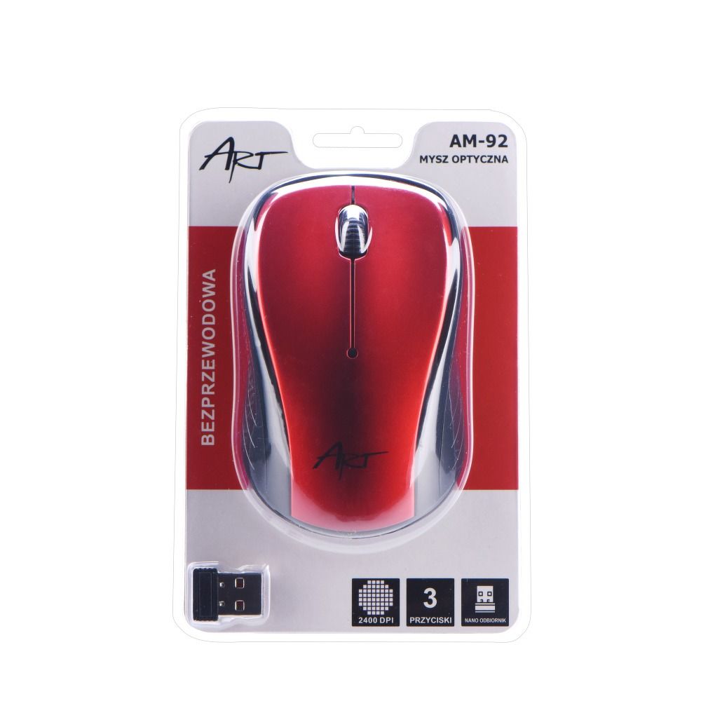 Kabellose optische USB-Maus AM-92 Rot