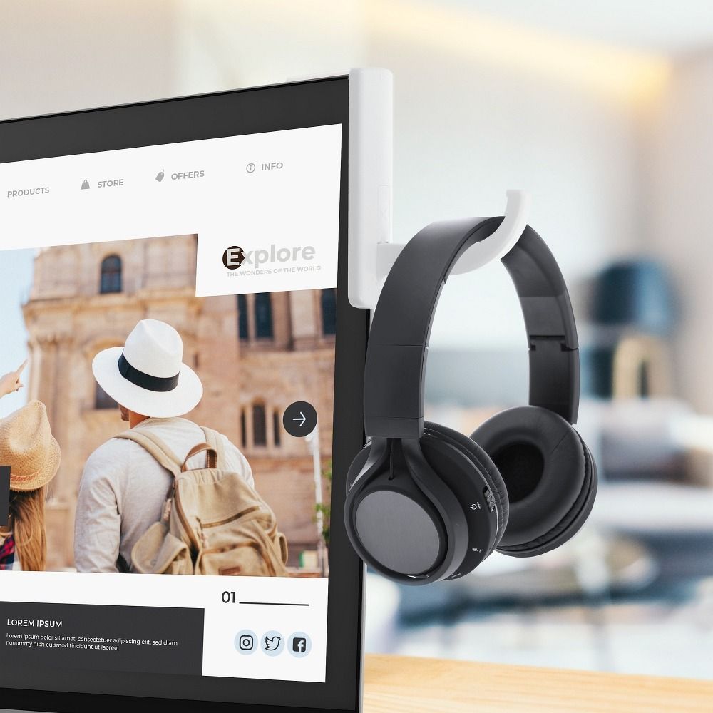 Kopfhörerhalter für den Monitor in Weiß – Bild 3