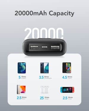 VEGER Powerbank 20.000 mAh PD QC3.0 2A 20W L20S (VP2039PD / W2039PD) schwarz – Bild 6