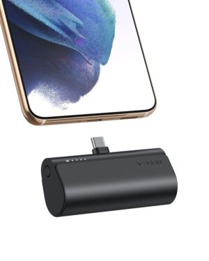 VEGER Powerbank 5.000 mAh mit integriertem Typ-C PD QC3.0 3A 20W PlugOn Anschluss (W0556) Schwarz