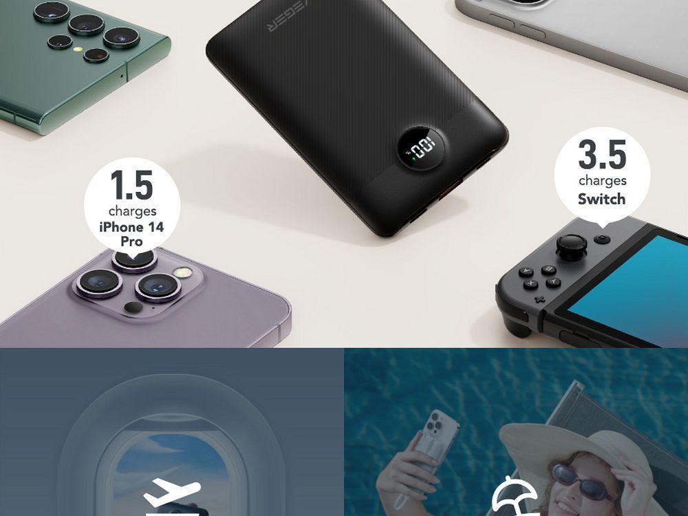 VEGER Powerbank 10.000 mAh mit integrierten Kabeln Typ C / Lightning PD QC3.0 2A 22,5W C11 (W1170) schwarz – Bild 13