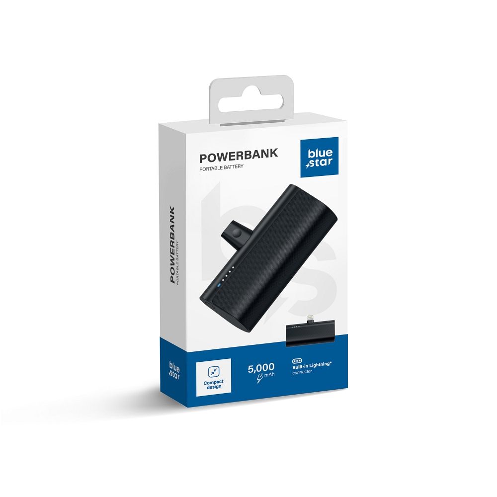Powerbank Blue Star 5000 mAh mit integriertem Lightning-Anschluss 2,1A W0556P Schwarz – Bild 7