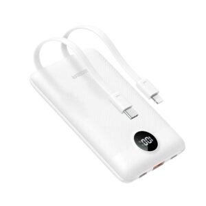 VEGER Powerbank 10.000 mAh mit integrierten Kabeln Typ C / Lightning PD QC3.0 2A 22,5W C11 (W1170) schwarz – Bild 3