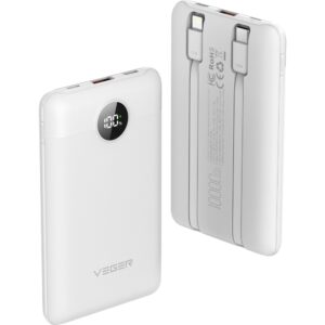 VEGER Powerbank 10.000 mAh mit integrierten Kabeln Typ C / Lightning PD QC3.0 2A 22,5W C11 (W1170) schwarz – Bild 4