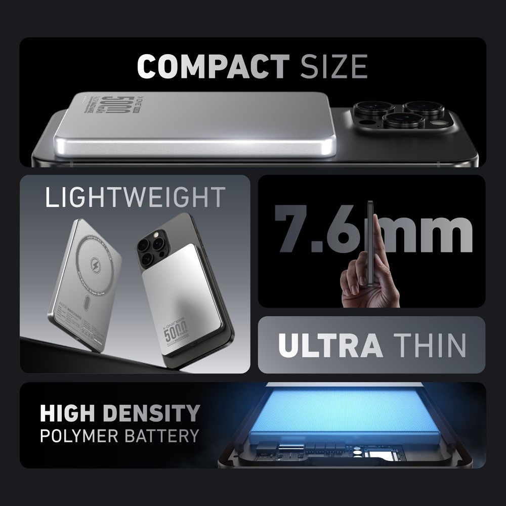 X-ONE Razor MagCharge Ultraslim (7,6 mm) Powerbank, MagSafe-kompatibel, 5000 mAh – Bild 10