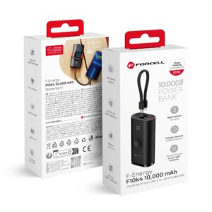 Powerbank Forcell F-Energy F10K4 PD QC3.0 3A 22,5W 10.000 mAh kompatibel mit Apple Watch schwarz