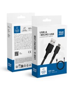 Blue Star Kabel mit USB-A auf Micro-USB 2A Stecker – schwarz