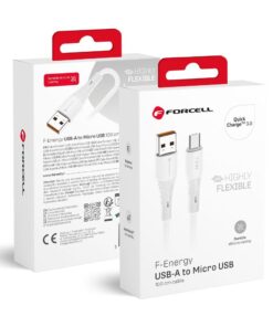 USB-A-auf-Micro-USB-Kabel Forcell F-Energy QC3.0 2,4A 18W Silikon 1 m C341 weiß