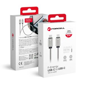 FORCELL F-ENERGY Metall C237 Kabel Typ C auf Typ C PD QC4.0 3A 60W 1 m Silber