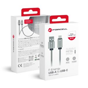FORCELL F-ENERGY Metal C234 USB-A zu Typ-C QC3.0 2,4A 12W Kabel 1 m Silber