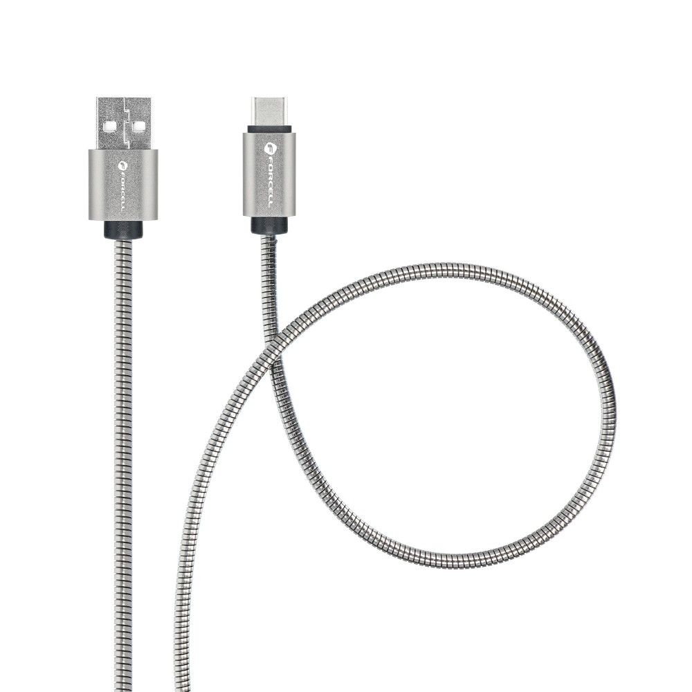 FORCELL F-ENERGY Metal C234 USB-A zu Typ-C QC3.0 2,4A 12W Kabel 1 m Silber – Bild 3