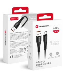 USB-A-auf-USB-C-Kabel Forcell F-Energy QC4.0 3A 66W Silikon 1 m C342 schwarz