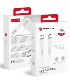 USB-C-auf-USB-C-Kabel Forcell F-Energy QC4.0 PD 3A 60W Silikon 1 m C344 Weiß