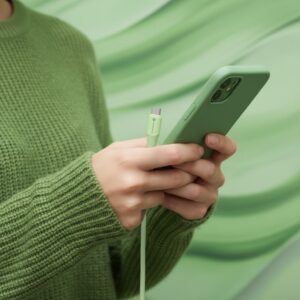 USB-C auf USB-C Kabel Forcell F-Energy QC4.0 PD 3A 60W Silikon 1 m C344 grün – Bild 7