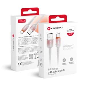 USB-A-auf-USB-C-Kabel Forcell F-Energy QC4.0 3A 66W Gradient 1 m C352 weiß