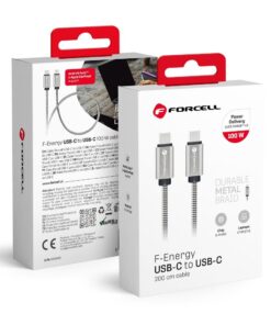 FORCELL USB-C auf USB-C Kabel QC4.0 5A/20V PD 100W E-Mark Metall C239 1m Silber