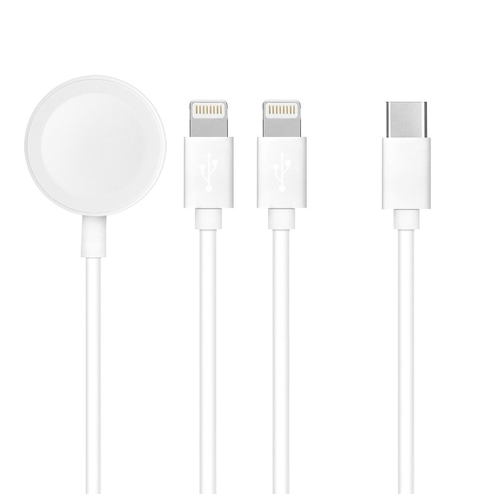 3-in-1 Typ-C-Kabel für iPhone Lightning 8-Pin + Apple Watch 3W 1A C3168, Weiß