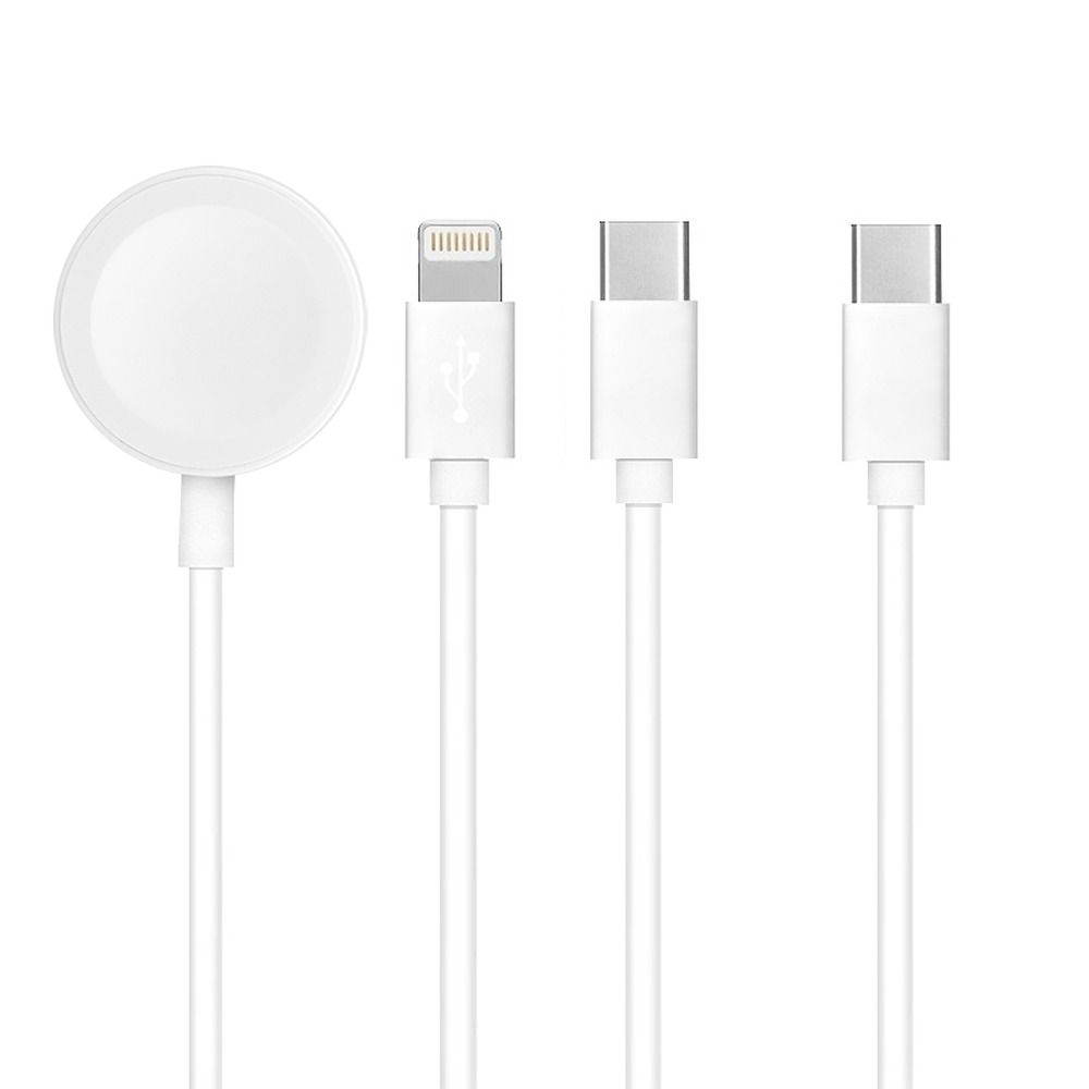 3-in-1 Kabel Typ C für iPhone Lightning 8-Pin + Typ C 2A + Apple Watch 3W 1A C3169 Weiß
